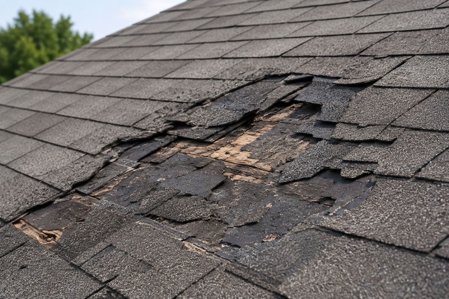 destroyed shingles damaged roof Colorado Springs